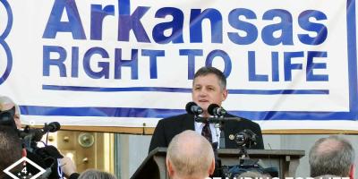 Congressman Bruce Westerman (R-Hot Springs) delivers a speech at the Arkansas March for Life event in Little Rock.
