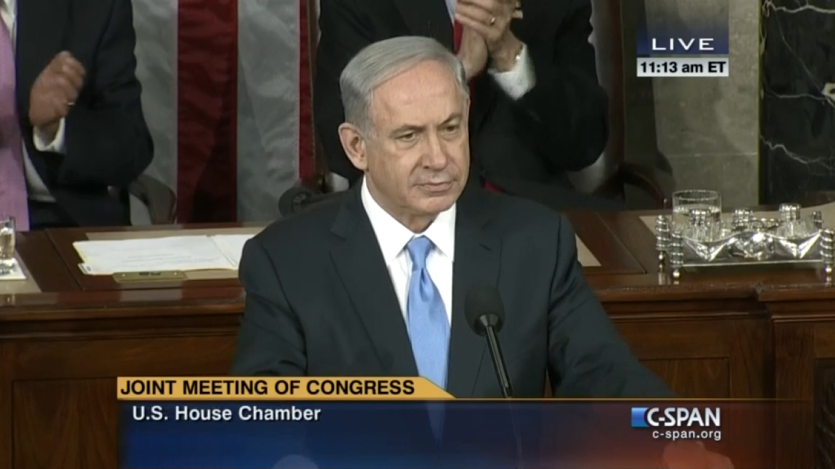 Israeli Prime Minister Benjamin Netanyahu addresses a joint session of Congress on Tuesday, March 3, 2015.