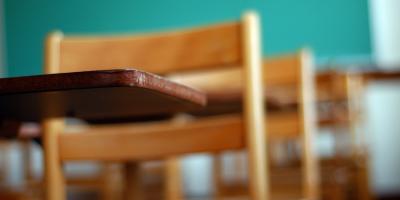 schoolroom desks and chairs